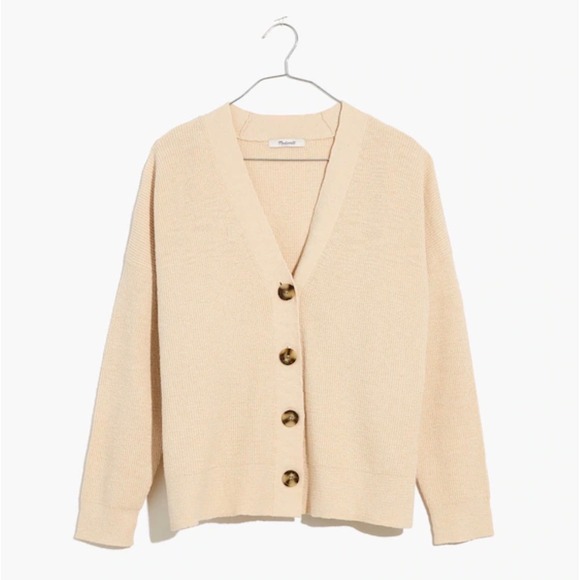 Madewell Sweaters - Madewell Birchmoor Cardigan Sweater Relaxed Fit Textured Ribbed Beige Large $98